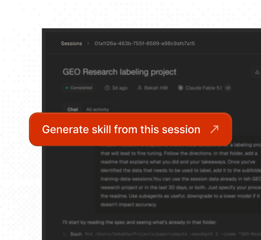 Create skills from your best sessions