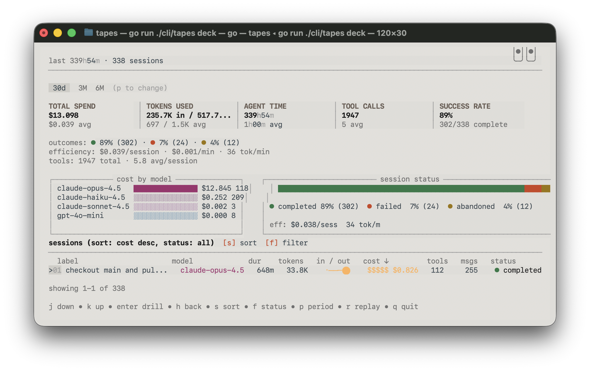 tapes — transparent AI agent telemetry